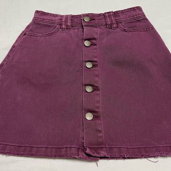 NXP Nena and Pasadena Denim Jean Skirt Purple Exposed Front Buttons Size XS - Picture 6 of 14